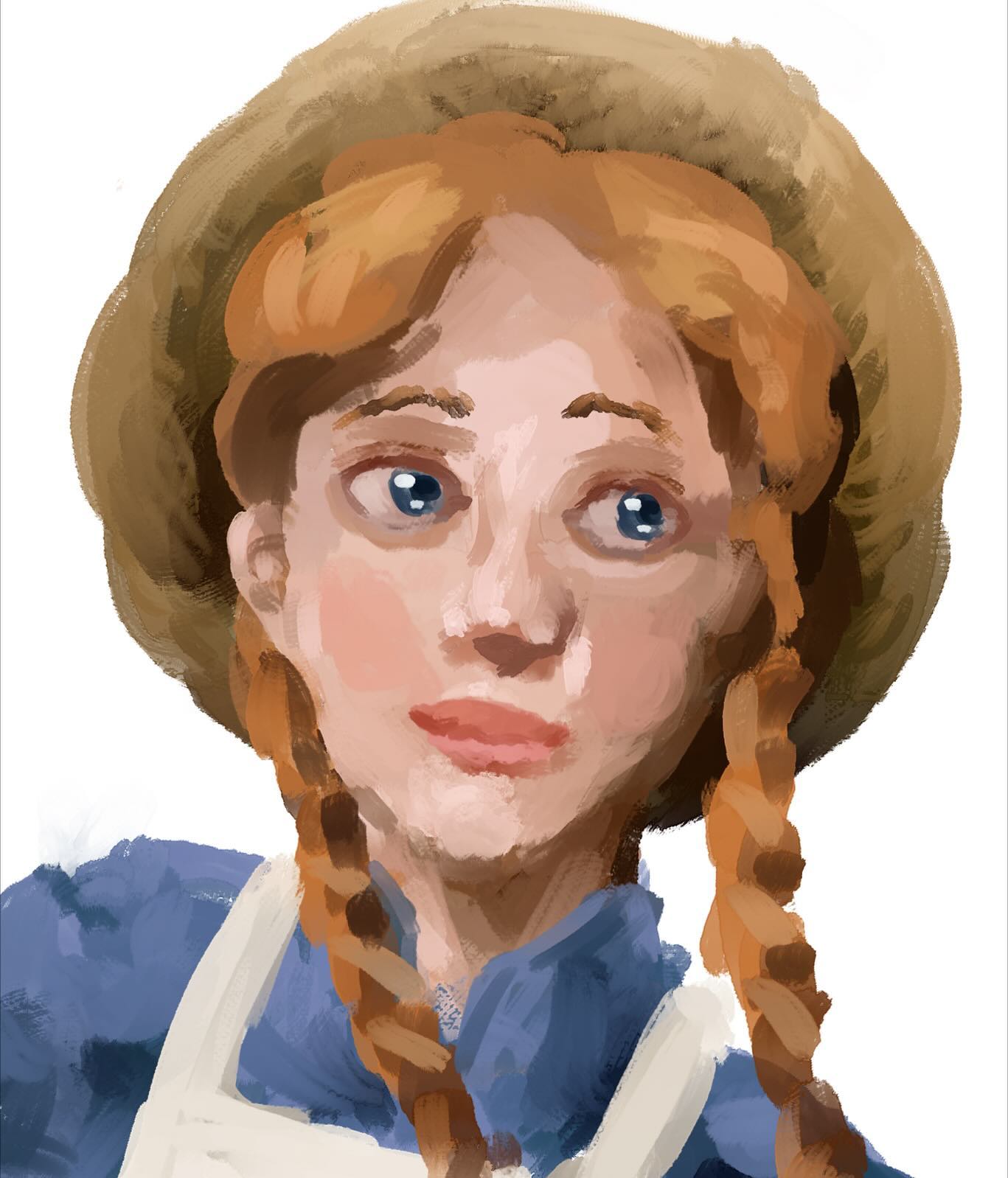 Painted portrait inspired by Anne of Green Gables